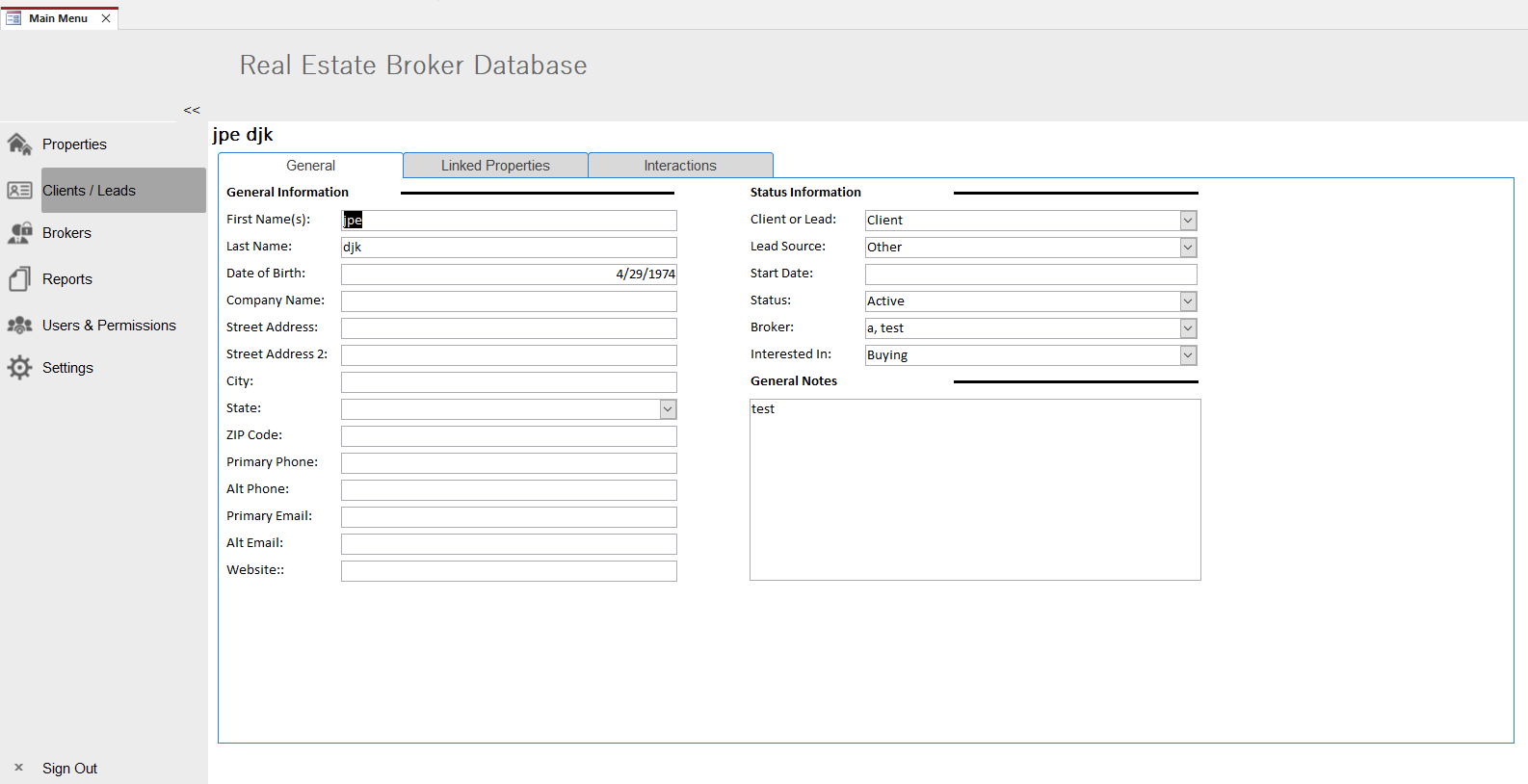 Real Estate Broker Database Template | Real Estate Broker Database