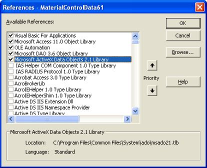 Microsoft activex data object 6.0 library software