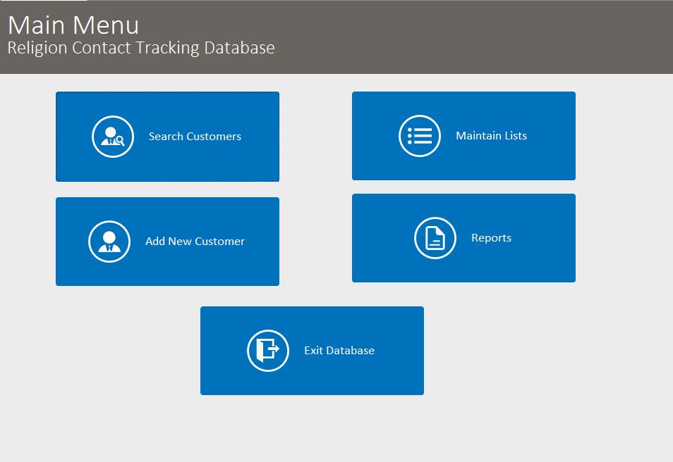 Religion Contact Tracking Database Template | Contact Database