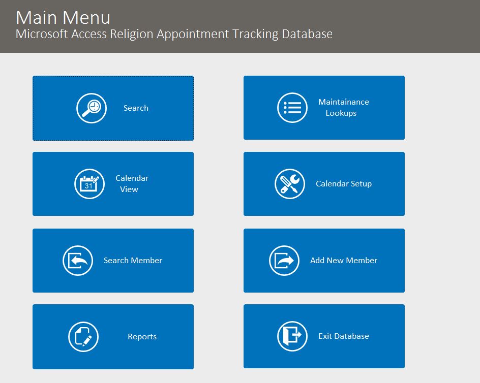 Religion Appointment Tracking Template Outlook Style | Appointment Database