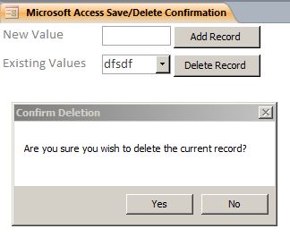 Save/Delete Confirmation Template | Save/Delete Confirmation Database