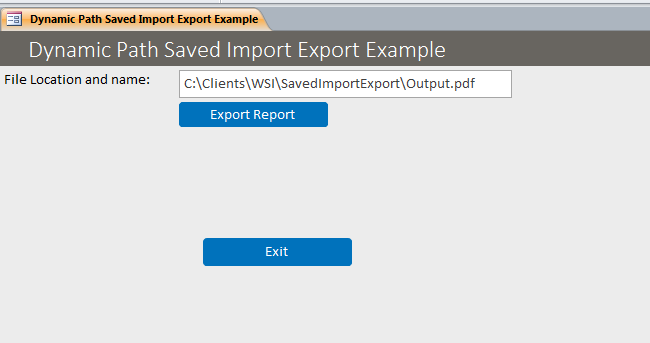 SavedImportExport Database Template