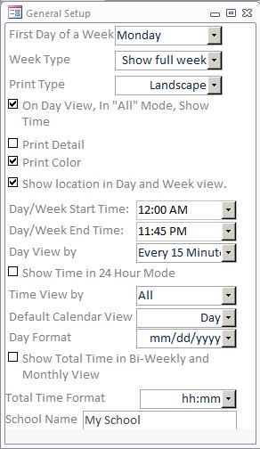 School Calendar Scheduling Template | Scheduling Database