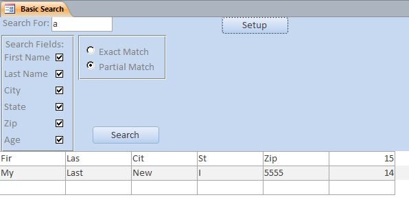 Basic Search Database