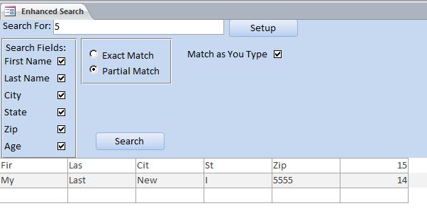 Enhanced Search Database