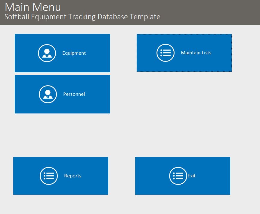 Softball Equipment Tracking Database Template | Equipment Database