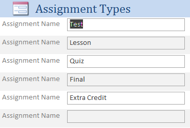 Student Assignment Grade Tracking Database Template