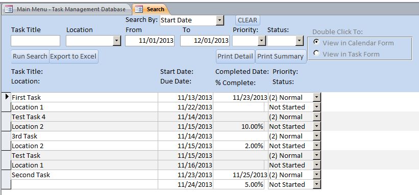 Task Management Database Template | Task Database