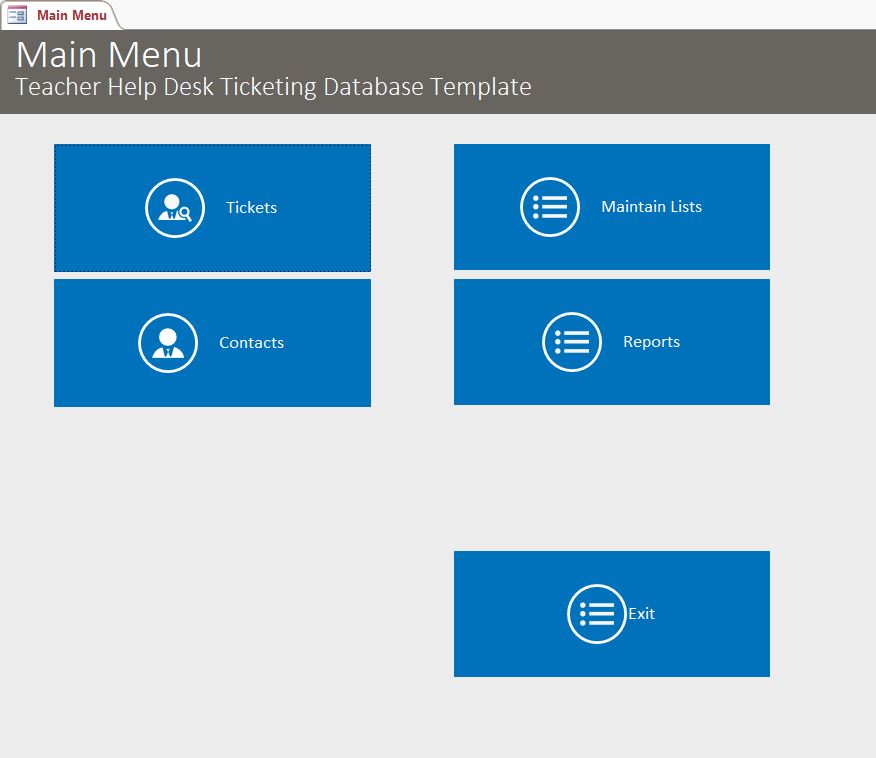 Teacher Help Desk Ticket Tracking Template | Tracking Database