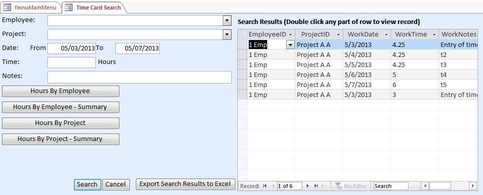 Time Card Template Database | Time Tracking Database