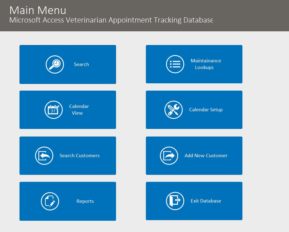 Veterinarian Appointment Tracking Template Outlook Style | Appointment Database