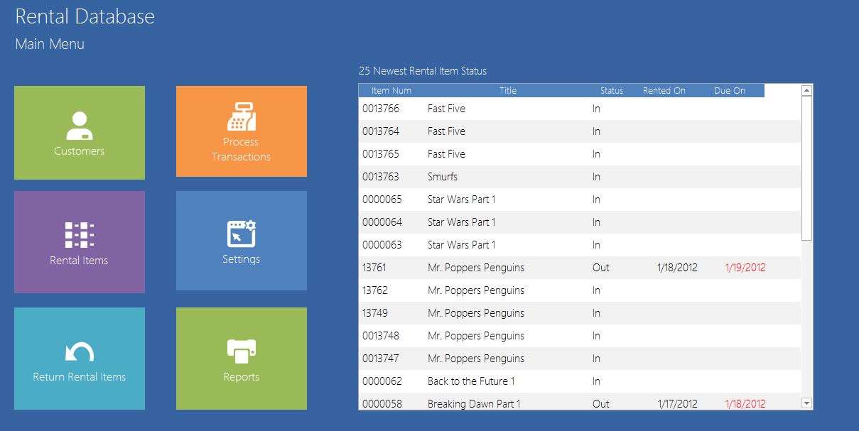 Scuba Rental System Template Database | Rental Database