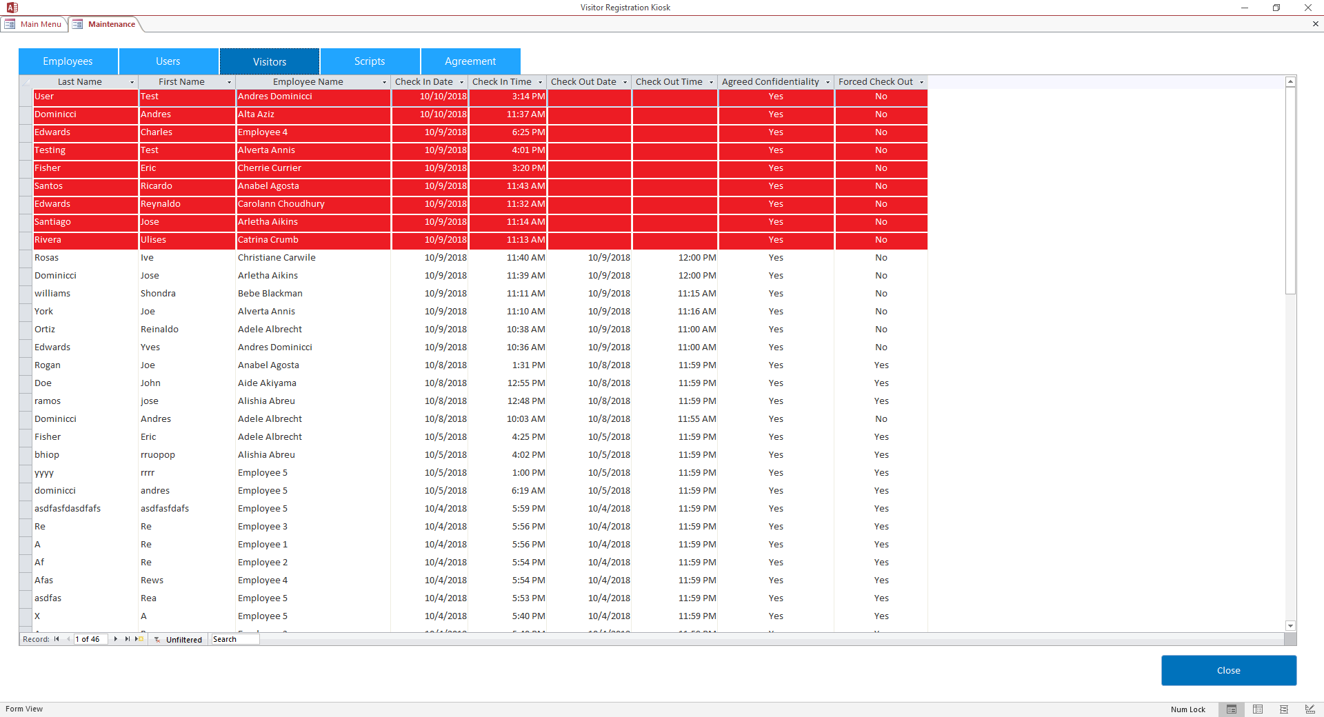 Visitor Check In/Out Database Template | Kiosk Mode | Visitor Database