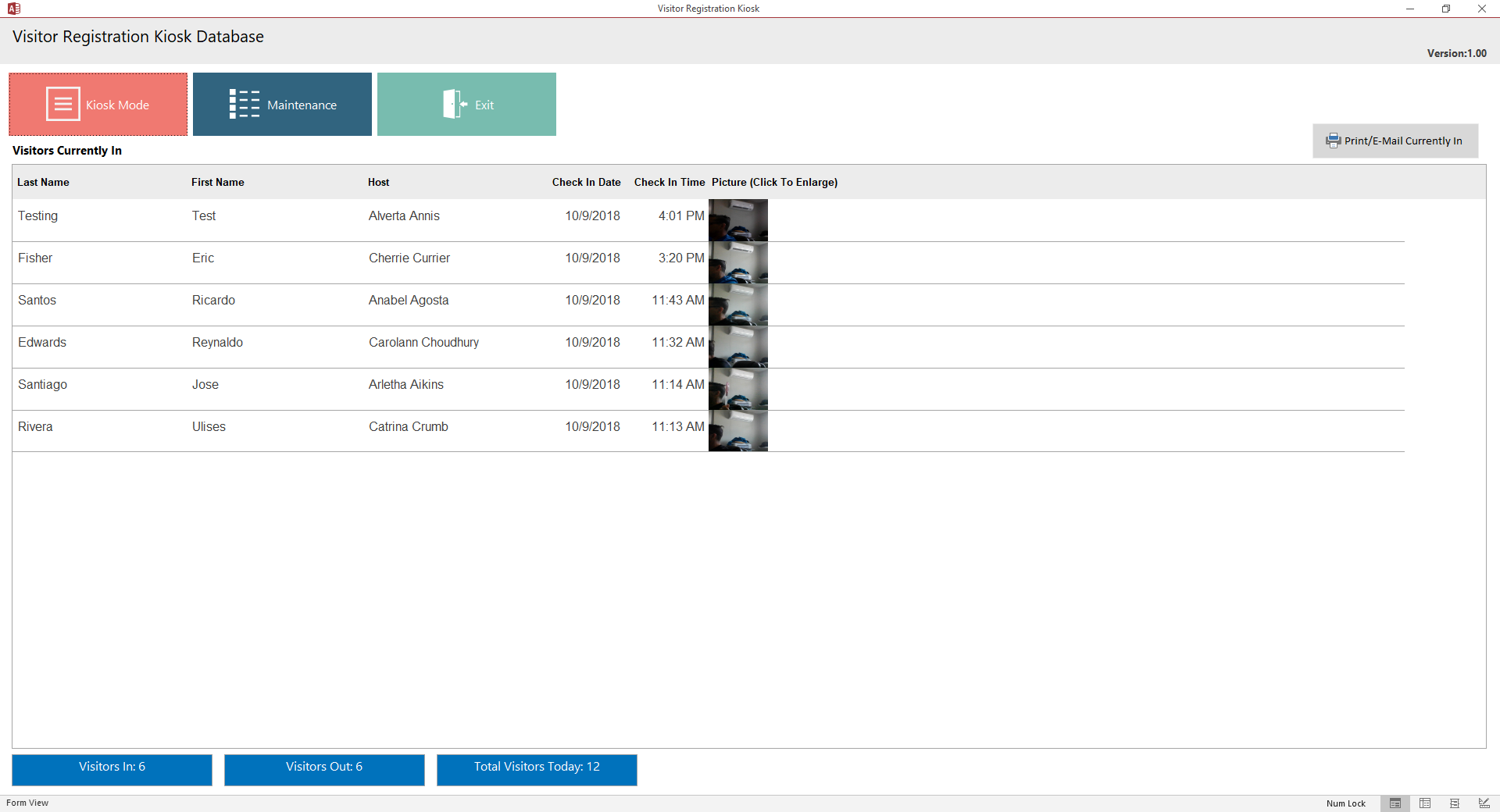 Visitor Check In/Out Database Template | Kiosk Mode | Visitor Database