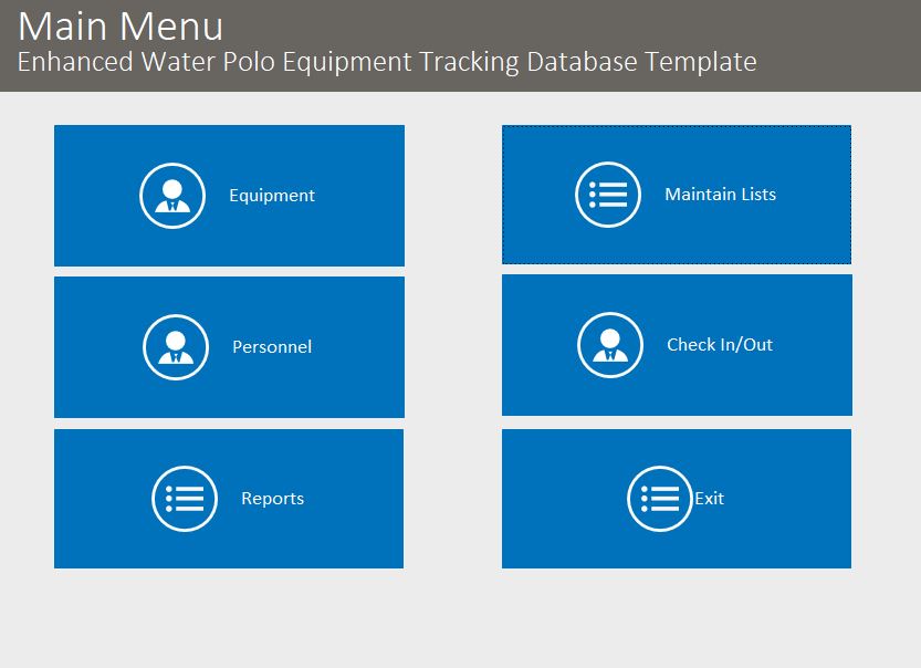 Enhanced Water Polo Equipment Tracking Database Template | Equipment Database