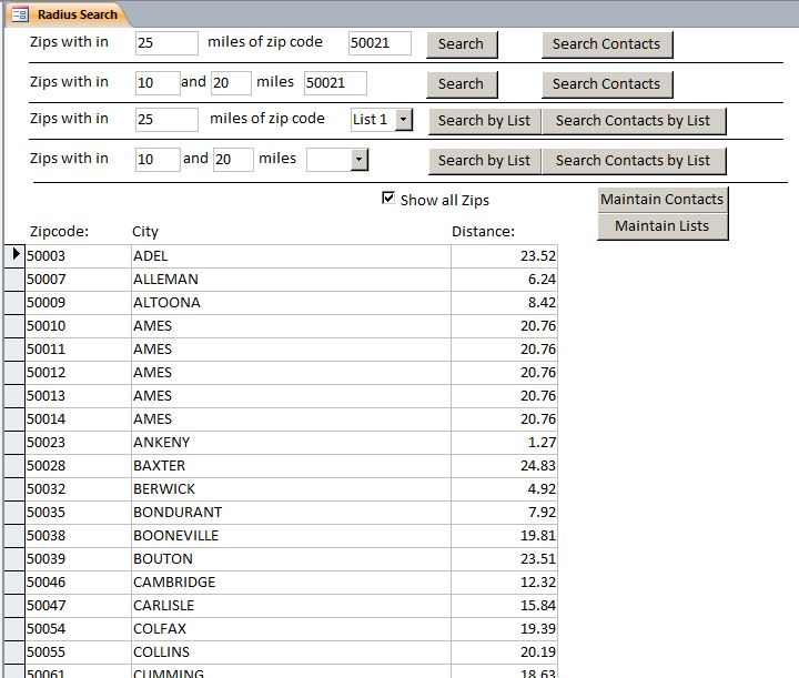 Zip Code Radius Database | Zip Code Radius Signature