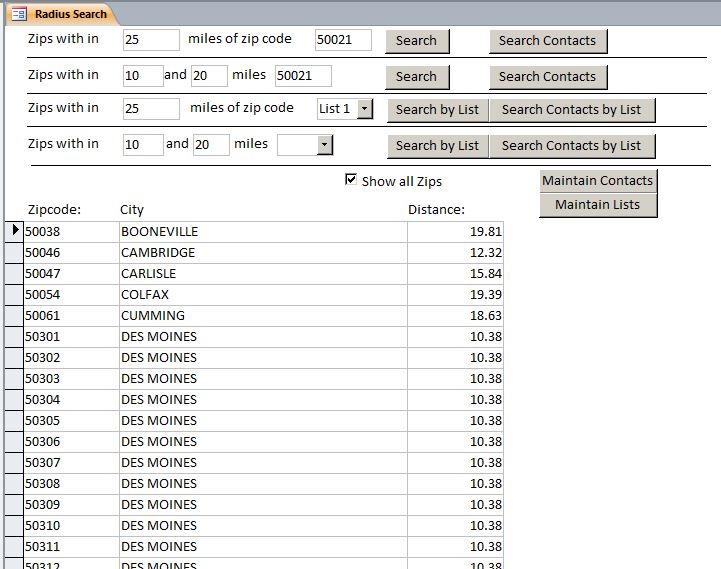 Zip Code Radius Database | Zip Code Radius Signature