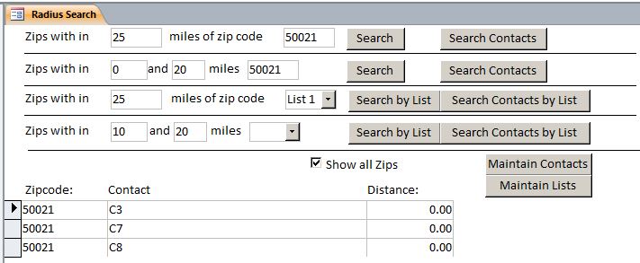 Zip Code Radius Database | Zip Code Radius Signature