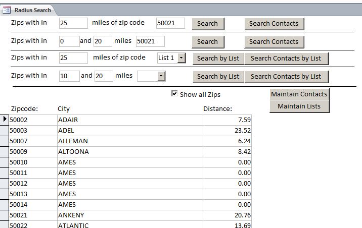 Zip Code Radius Database | Zip Code Radius Signature