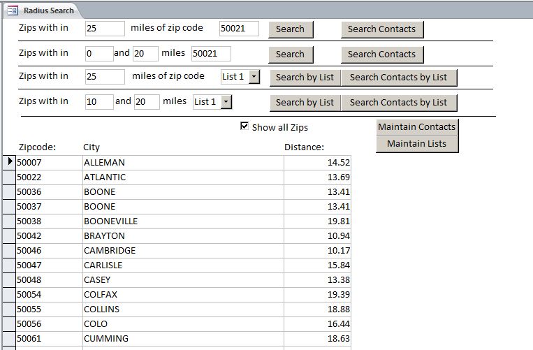 Zip Code Radius Database | Zip Code Radius Signature