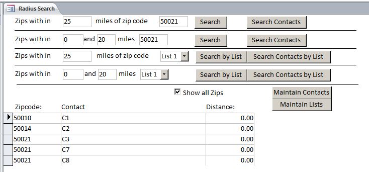 Zip Code Radius Database | Zip Code Radius Signature