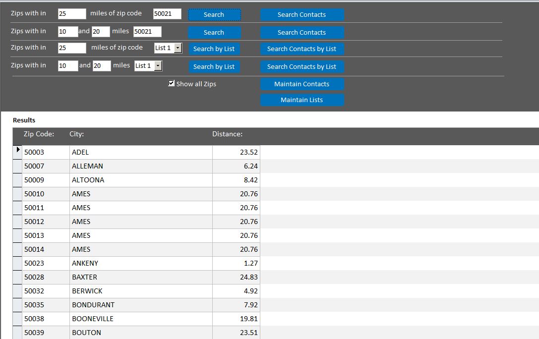 Zip Code Radius Database | Zip Code Radius Signature